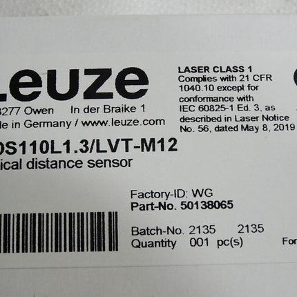 Leuze Optischer Abstandssensor optical Distance Sensor ODS110L1.3/LVT-M12 50138065 / Neu OVP - Maranos.de
