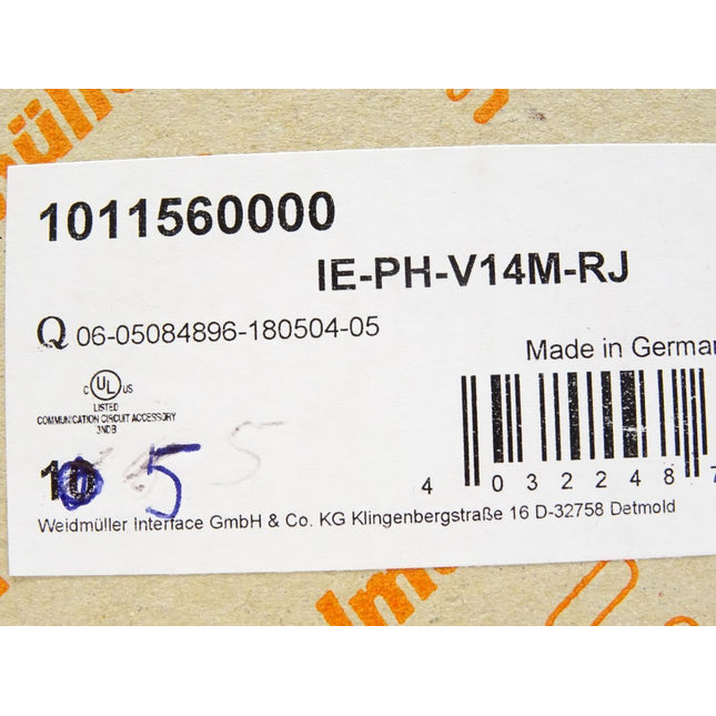 Weidmüller IE-PH-V14M-RJ / 1011560000 / Inhalt : 5 Stück / Neu OVP - Maranos.de