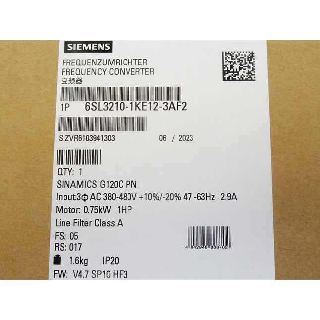 Siemens Sinamics G120C 6SL3210-1KE12-3AF2 6SL3 210-1KE12-3AF2 / Neu OVP versiegelt - Maranos.de