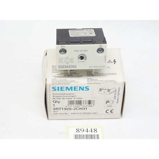 Siemens Zeitrelaisbaustein 3RT1926-2CH31 / Neu OVP - Maranos.de