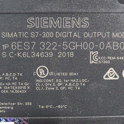 Siemens S7-300 SM322 6ES7322-5GH00-0AB0 6ES7 322-5GH00-0AB0 - Maranos.de