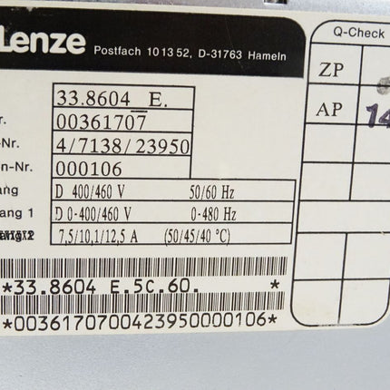 Lenze 8600 33.8604_E 00361707 33.8604 E.5C.60 - Maranos.de