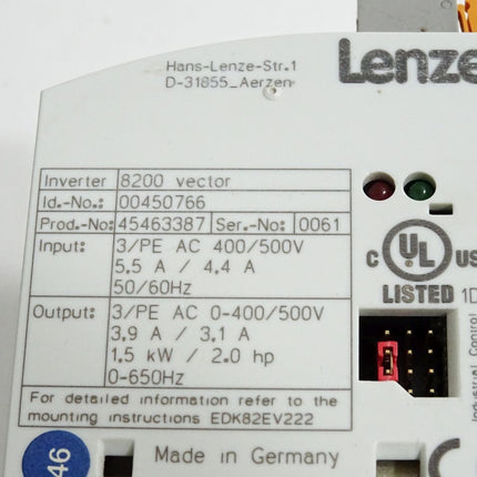 Lenze 8200 vector 00450766 E82EV152_4B E82EV152K4B 1.5kW - Maranos.de