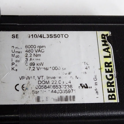 Berger Lahr Servomotor SER3910/4L3SS0TO 6000rpm 0.69kW - Maranos.de