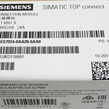 Siemens Top Connect 6ES7924-0AA20-0AA0 6ES7 924-0AA20-0AA0 Neu OVP versiegelt - Maranos.de