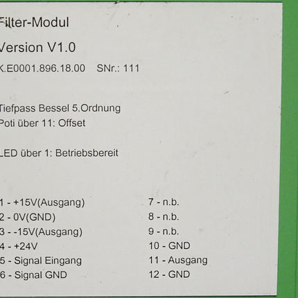 Stefan Badur electronic Filter-Modul V1.0 / K.E0001.896.18.00 - Maranos.de