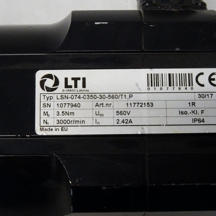 LTI Servomotor LSN-074-0350-30-560/T1,P / 11772153 / 3000r/min 1R - Maranos.de