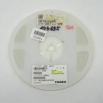 5000x YAGEO SMD Widerstand 787R Ohm  / RC1206 / WRC08316 / RC1206FR-07787R - Maranos.de