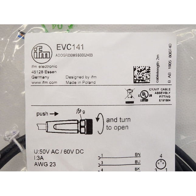 Ifm electronic Anschlusskabel mit Buchse EVC141 ADOGF030MSS0002H03 / Neu OVP - Maranos.de