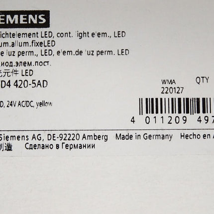 Siemens Dauerlichtelement LED gelb 8WD4420-5AD / Neu OVP - Maranos.de