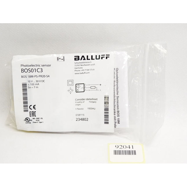 Balluff  Photoelectric Sensor BOS01C3 BOS 18M-PS-PR20-S4 / Neu OVP - Maranos.de