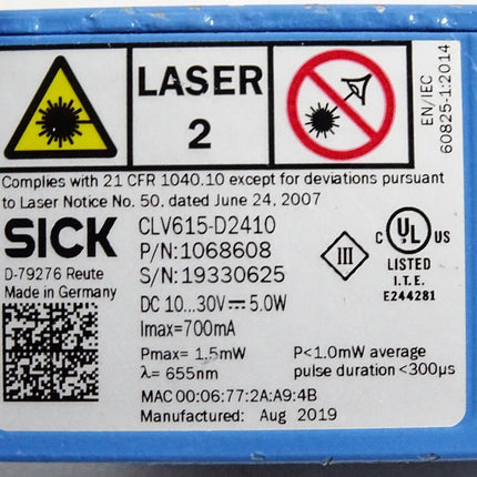 Sick 1068608 CLV615-D2410 Barcode-Scanner - Maranos.de