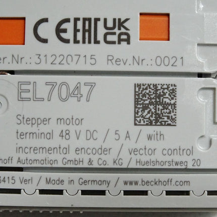 Beckhoff EL7047 1-Kanal-Motion-Interface Schrittmotor Rev. 0021 / Neu - Unbenutzt - Maranos.de