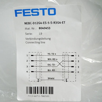 Festo Verbindungsleitung 8040453 NEBC-D12G4-ES-5-S-R3G4-ET / Neu OVP - Maranos.de
