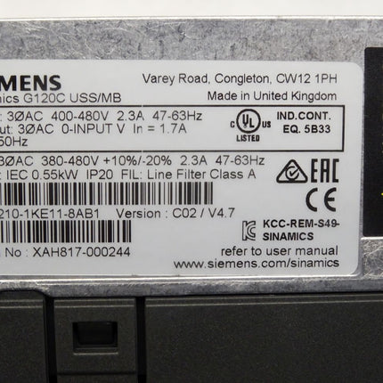 Siemens Sinamics G120C USS/MB 0.55kW 6SL3210-1KE11-8AB1 / Neuwertig - Maranos.de