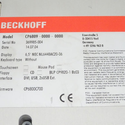 Beckhoff CP6809-0000-0000 6,5" Industrie Panel - Maranos.de