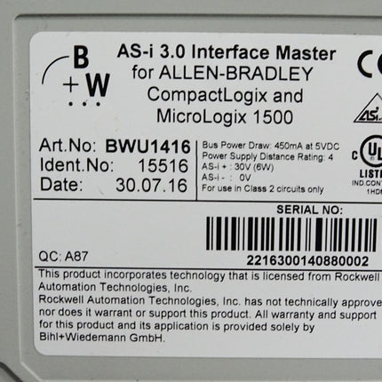 Bihl+Wiedmann BWU1416 AS-i 3.0 Interface Master - Maranos.de