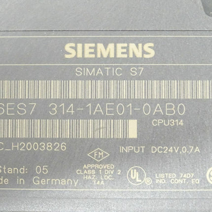 Siemens Simatic S7-300 CPU 6ES7314-1AE01-0AB0 / 6ES7 314-1AE01-0AB0 E:05 - Maranos.de
