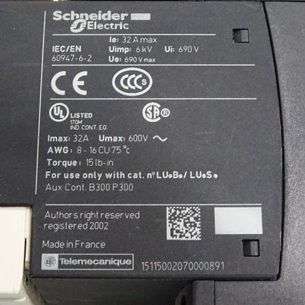 Schneider TeSys LU2MB0BL Grundgerät + LUB320 Wendeblock - Maranos.de