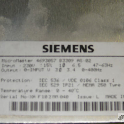 Siemens MicroMaster 6SE3013-4BA07-3KK0 / 4693057 / G85139-D2792-A075 /// - Maranos.de