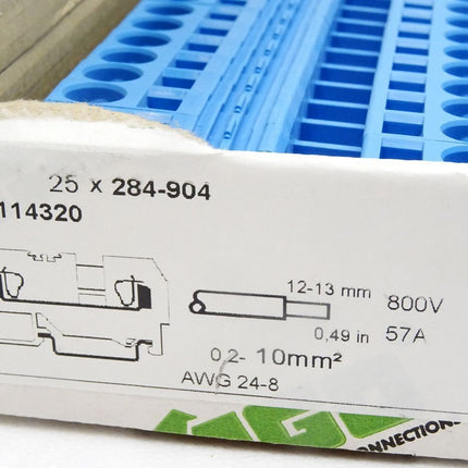 Wago 2-Leiter-Durchgangsklemme 284-904 / Inhalt : 25 Stück / Neu OVP - Maranos.de
