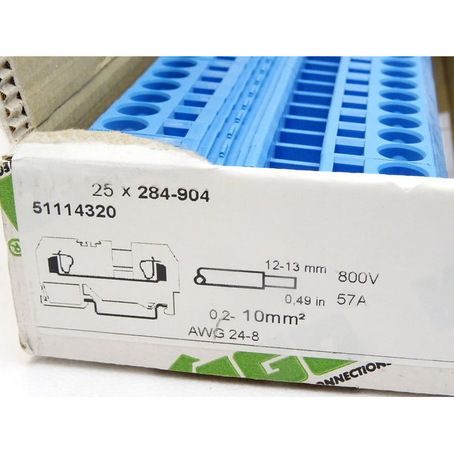 Wago 2-Leiter-Durchgangsklemme 284-904 / Inhalt : 25 Stück / Neu OVP - Maranos.de