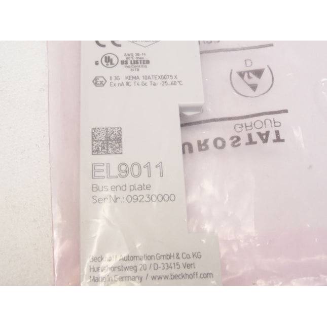 Beckhoff Endkappe EL9011 Bus End Plate / Neu OVP - Maranos.de