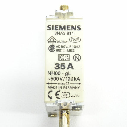 Siemens 3NA3814 NH00-gL 500V/120kA / 3NA3 814/ - Maranos.de
