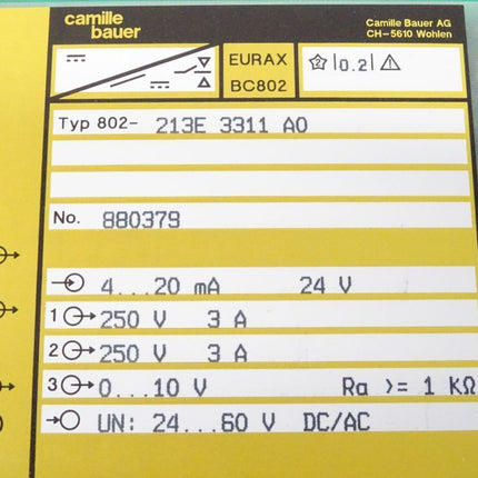 Camille Bauer 802-213E 3311 A0 EURAX BC802 - Maranos.de