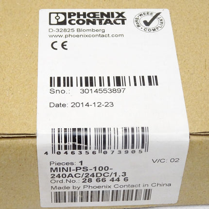 Phoenix Contact Stromversorgung MINI-PS-100-240AC/24DC/1.3 2866446 / Neu OVP versiegelt - Maranos.de