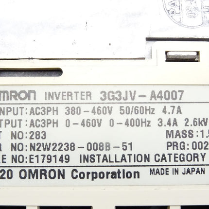 Omron Inverter 3G3JV-A4007 380-460V 50/60Hz 4.7A 0-400Hz - Maranos.de