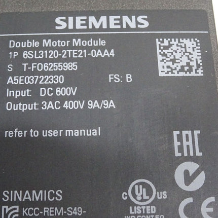 Siemens Sinamics Double Motor Module 6SL3120-2TE21-0AA4 - Maranos.de