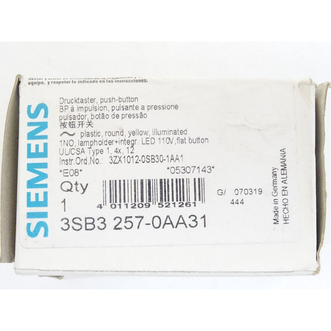 Siemens Drucktaster Gelb 3SB3257-0AA31 mit 3SB3400-1QA und 3SB3400-0B  / Neu OVP - Maranos.de