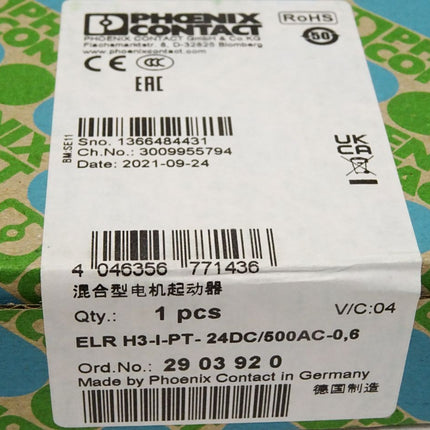 Phoenix Contact 2903920  ELR H3-I-PT- 24DC/500AC-0,6 Hybridmotorstarter / Neu OVP versiegelt - Maranos.de