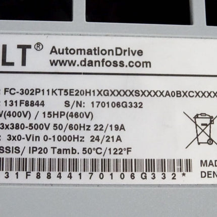 Danfoss VLT Automation Drive 131F8844 FC-302P11KT5E20H1 11kW - Halterung gebrochen - Maranos.de