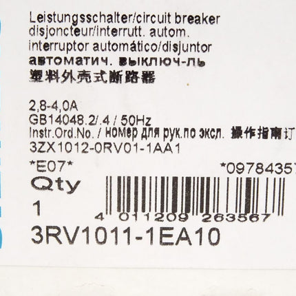 Siemens Leistungsschalter 3RV1011-1EA10 / Neu OVP - Maranos.de