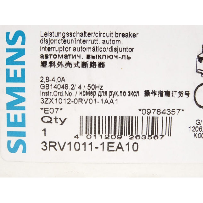 Siemens Leistungsschalter 3RV1011-1EA10 / Neu OVP - Maranos.de