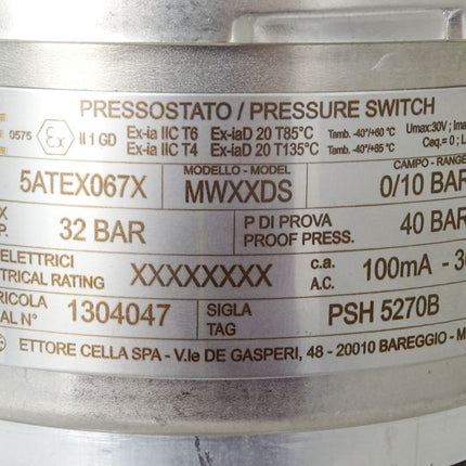Wika Ettore Cella MWXXDS Plattenfeder-Druckschalter 0/10bar / Neu - Maranos.de
