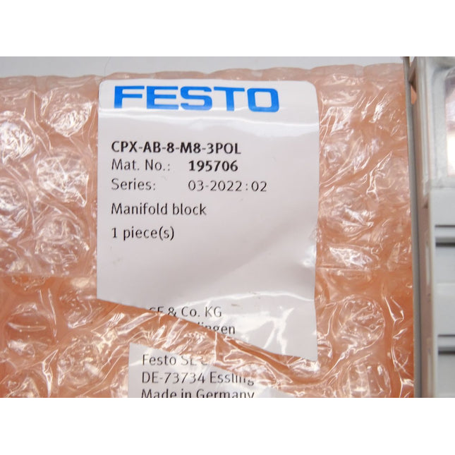 Festo Anschlussblock 195706 CPX-AB-8-M8-3POL / Neu OVP - Maranos.de