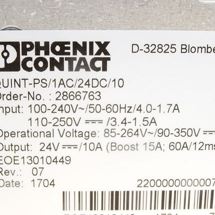 Phoenix Contact Stromversorgung QUINT POWER QUINT-PS/1AC/24DC/10 2866763 - Maranos.de