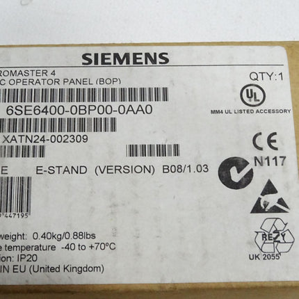 Siemens Micromaster 4 Basic Operator Panel BOP 6SE6400-0BP00-0AA0 / Neu OVP - Maranos.de