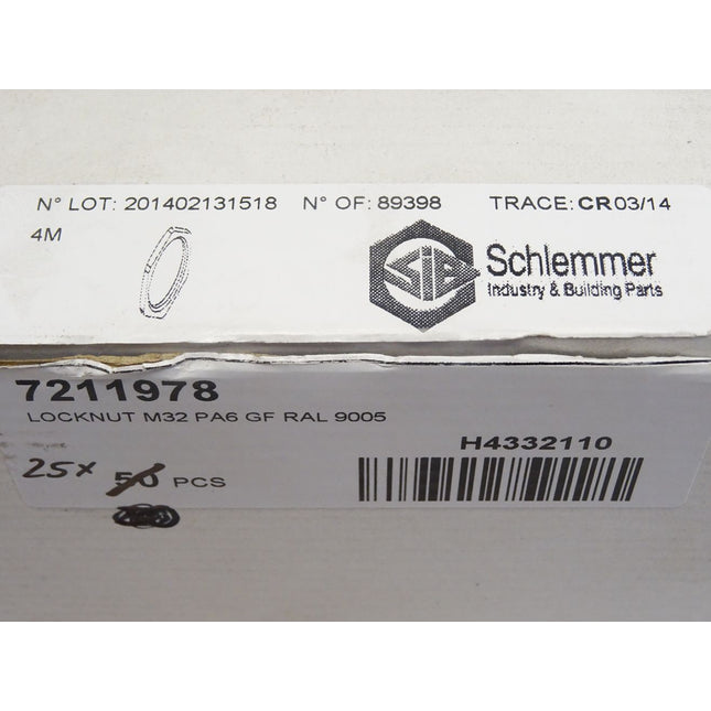 Schlemmer Locknut M32 PA6 GF / 7211978 / Inhalt : 25 Stück / Neu OVP - Maranos.de