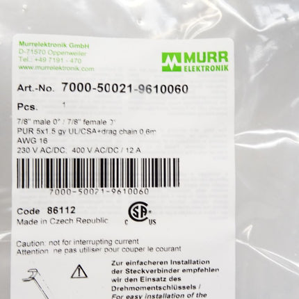 Murr Elektronik Kabel 7000-50021-9610060 Powerleitung / Neu OVP - Maranos.de