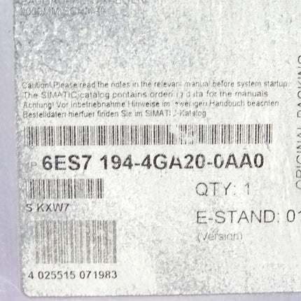 Siemens Modulträger 6ES7194-4GA20-0AA0 6ES7 194-4GA20-0AA0 - Maranos.de