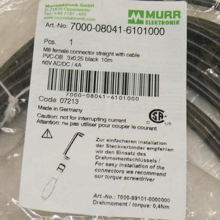 NEU-OVP Murr Elektronik 7000-08041-6101000 Kabel PVC-OB 3x0,25 schwarz 10m - Maranos.de