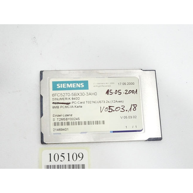 Siemens 6FC5270-5BX30-3AH0 Sinumerik 840D PC-card NCU573.2s 8MB PCMCIA Karte - Maranos.de
