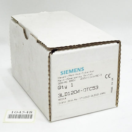 Siemens Haupt-/Not-Aus-Schalter 3LD1204-0TC53 / Neu OVP - Maranos.de