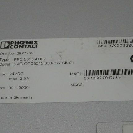 Phoenix Contact PPC 5015 AU02 Panel DVG-OTC5015 030-HW AB.04 / 2877765 - Maranos.de