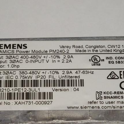 Siemens Sinamics PM240-2 6SL3210-1PE12-3UL1 / Neu - Maranos.de