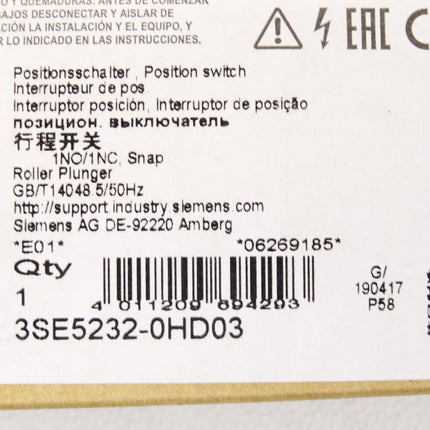 Siemens Positionsschalter 3SE5232-0HD03 / Neu OVP - Maranos.de